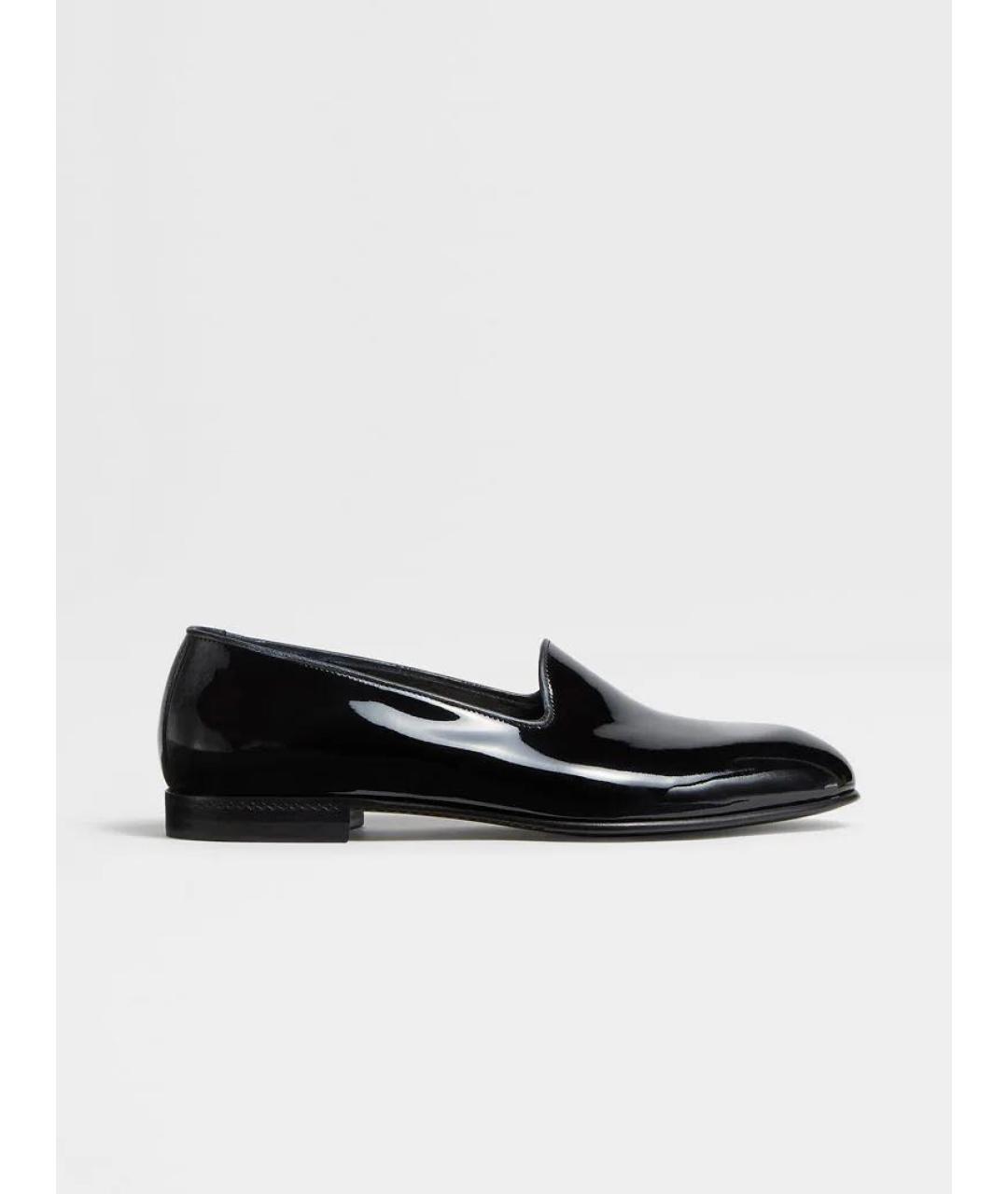 ERMENEGILDO ZEGNA Черные лоферы из лакированной кожи, фото 6