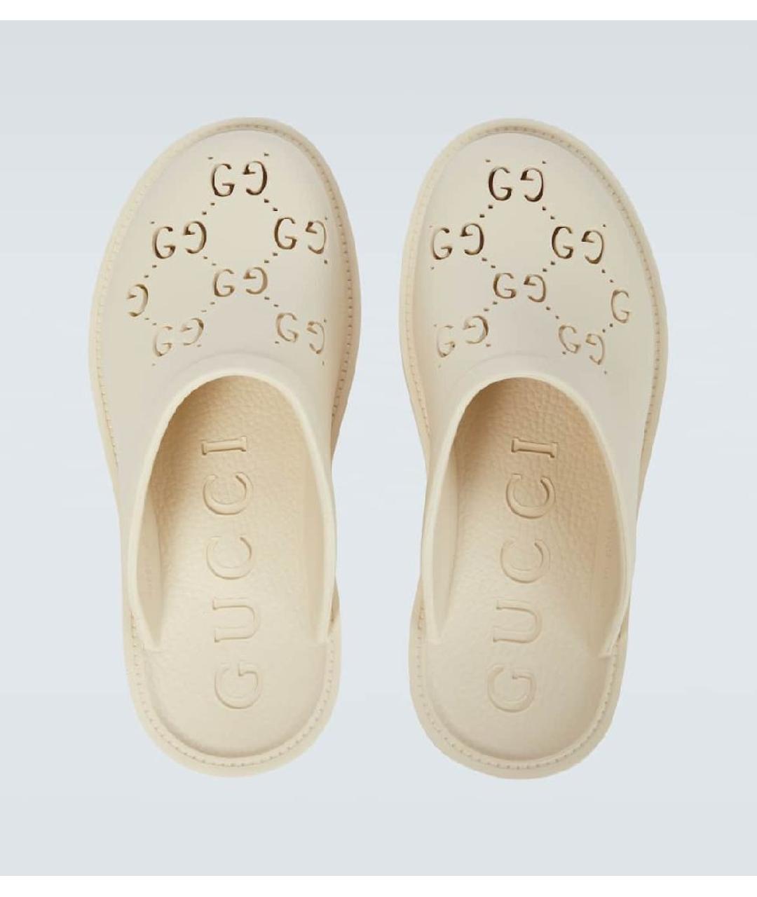 GUCCI Бежевые резиновые сабо, фото 7