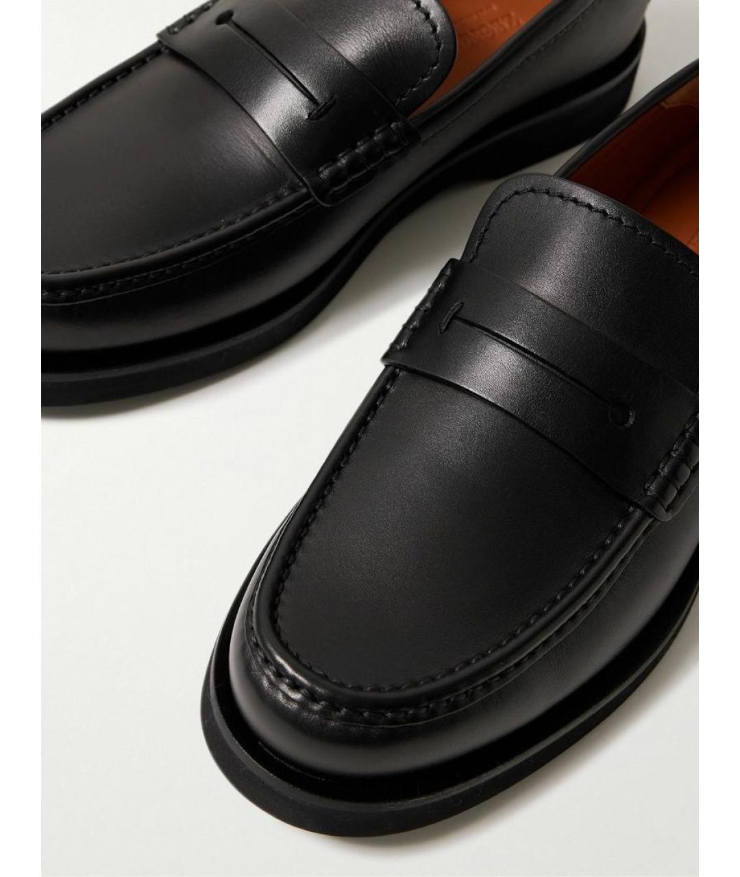 ERMENEGILDO ZEGNA Черные кожаные лоферы, фото 4