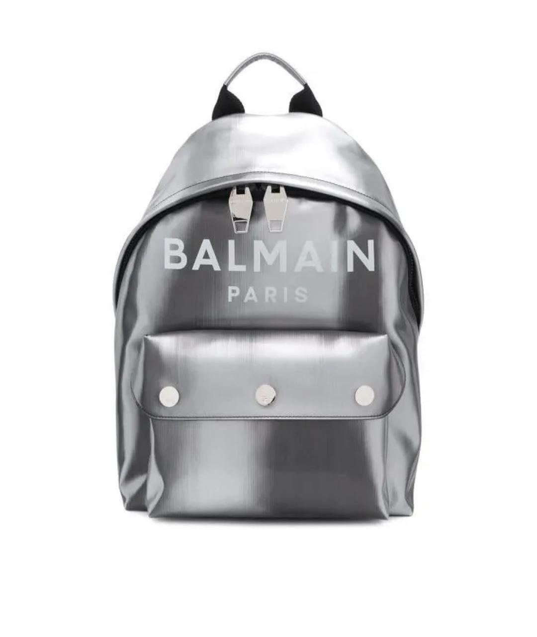 BALMAIN Серебрянный кожаный рюкзак, фото 1