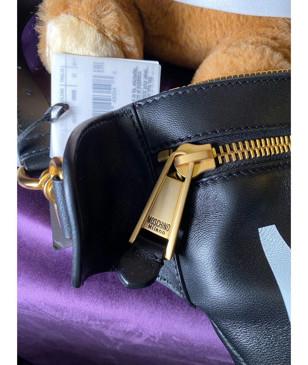 MOSCHINO Черная кожаная поясная сумка, фото 8