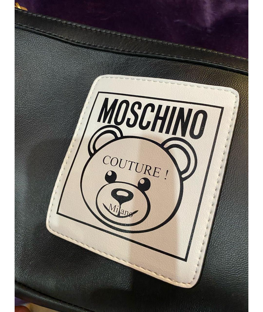 MOSCHINO Черная кожаная поясная сумка, фото 3