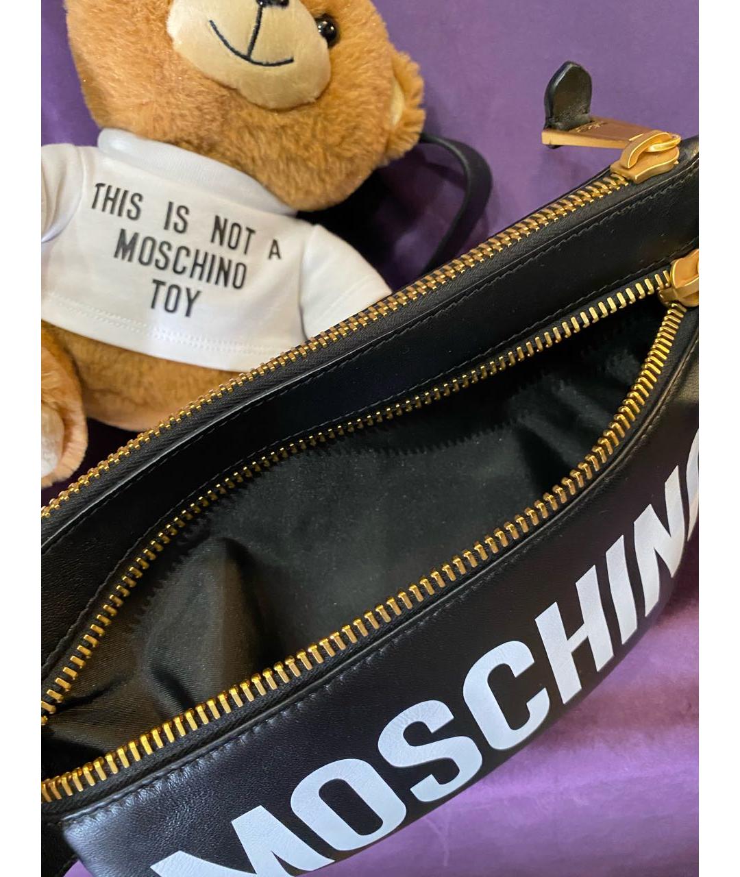 MOSCHINO Черная кожаная поясная сумка, фото 6
