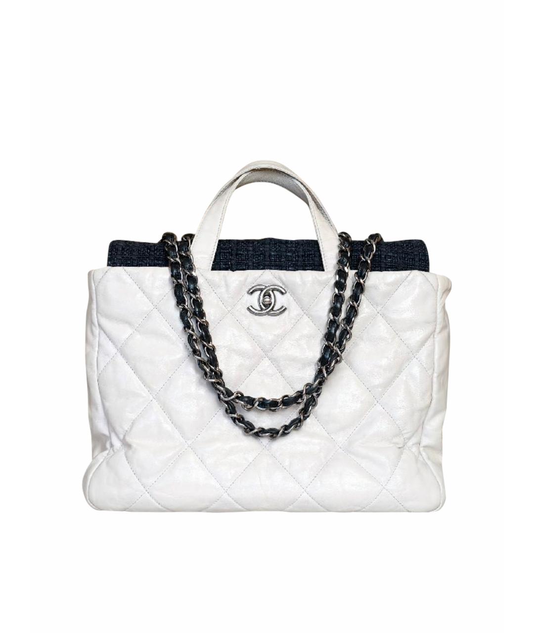 CHANEL Белая кожаная сумка тоут, фото 1