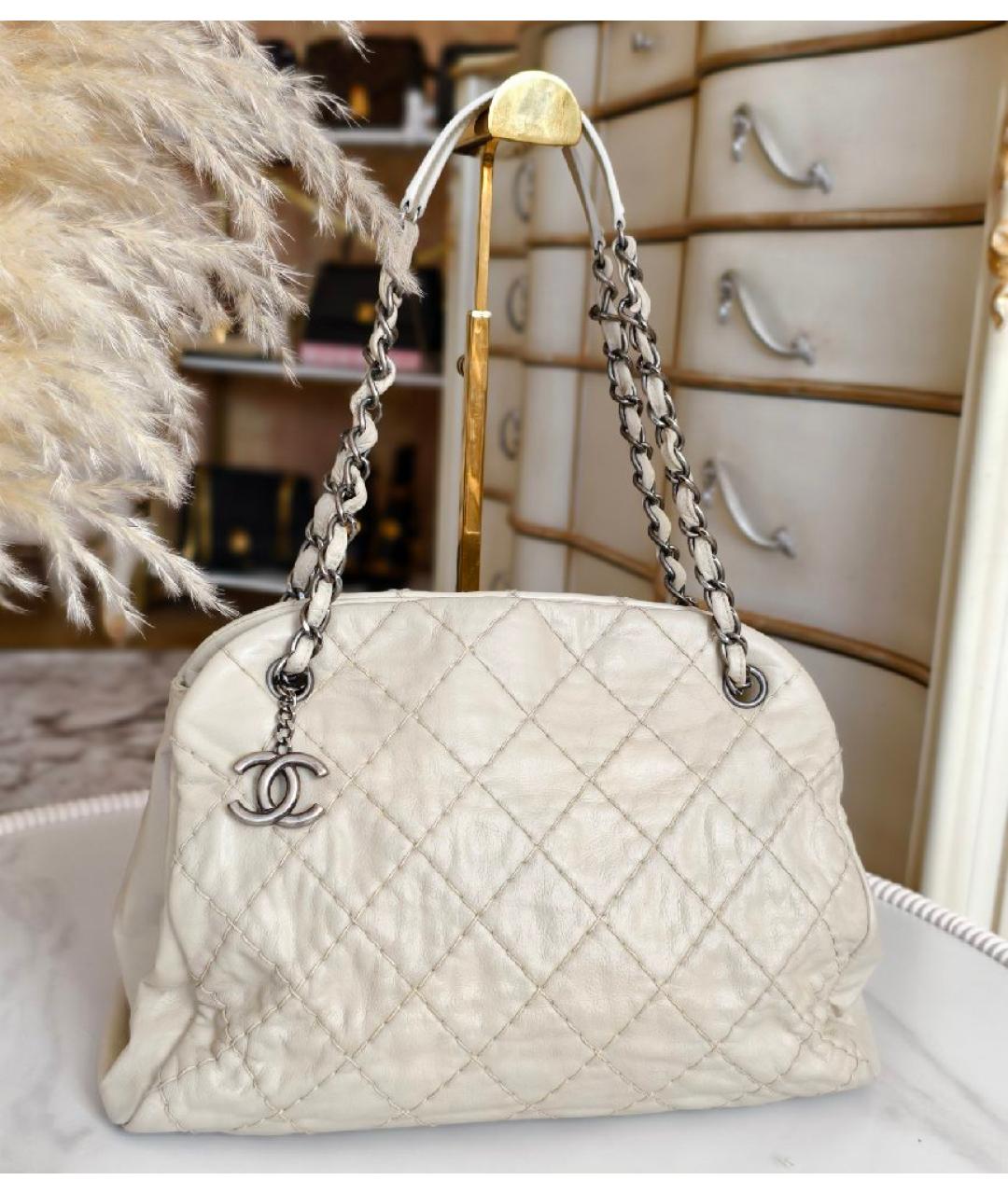 CHANEL Бежевая кожаная сумка тоут, фото 8