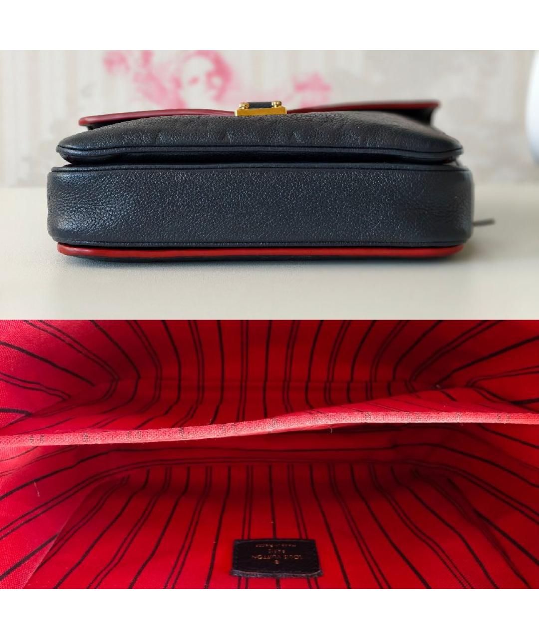LOUIS VUITTON Темно-синяя кожаная сумка с короткими ручками, фото 6