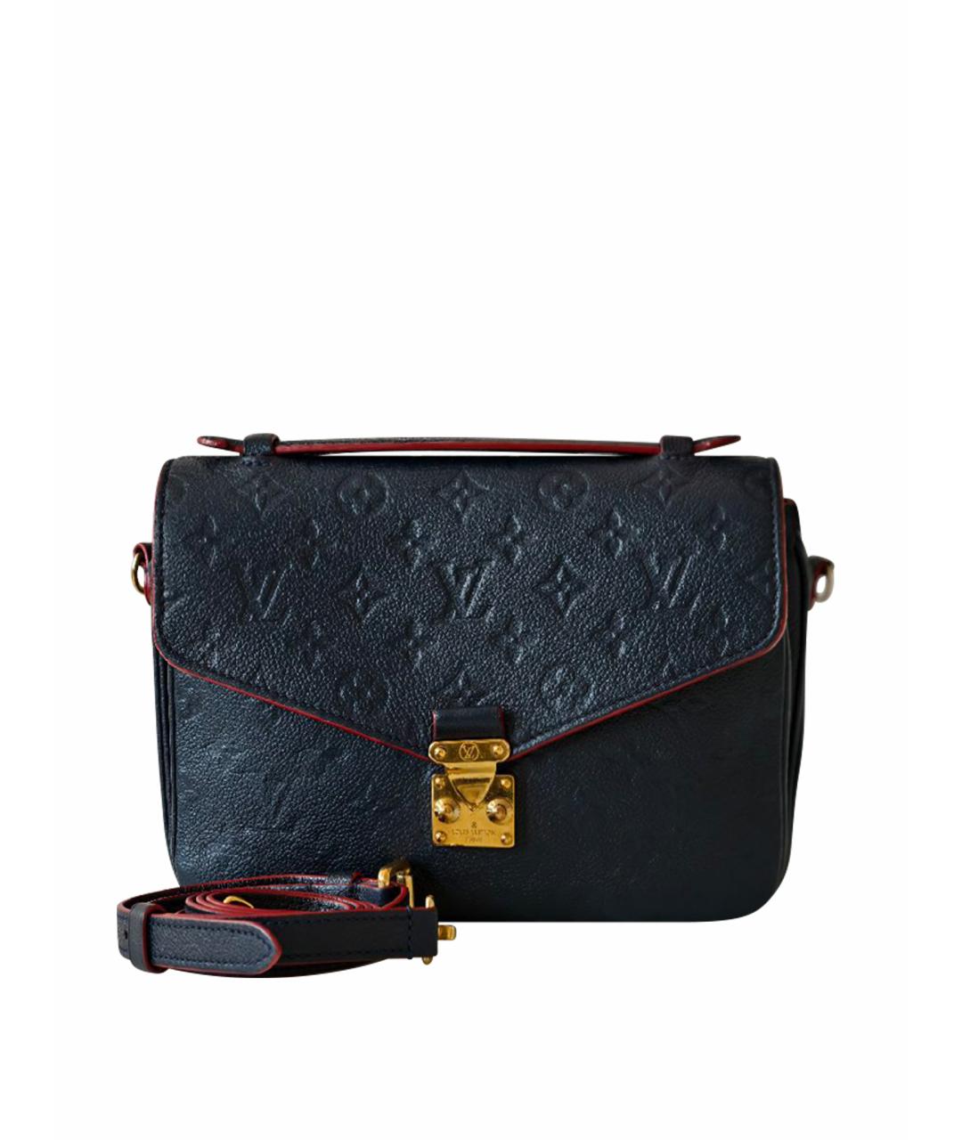 LOUIS VUITTON Темно-синяя кожаная сумка с короткими ручками, фото 1