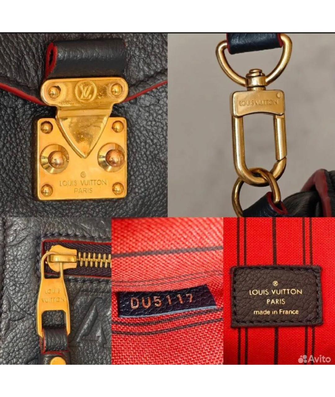 LOUIS VUITTON Темно-синяя кожаная сумка с короткими ручками, фото 5