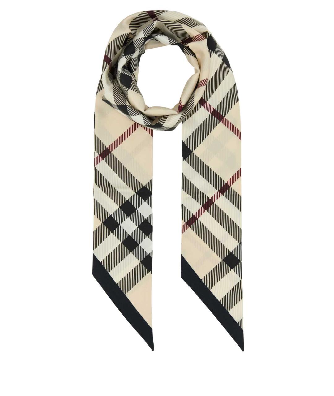 BURBERRY Бежевый шелковый шарф, фото 1