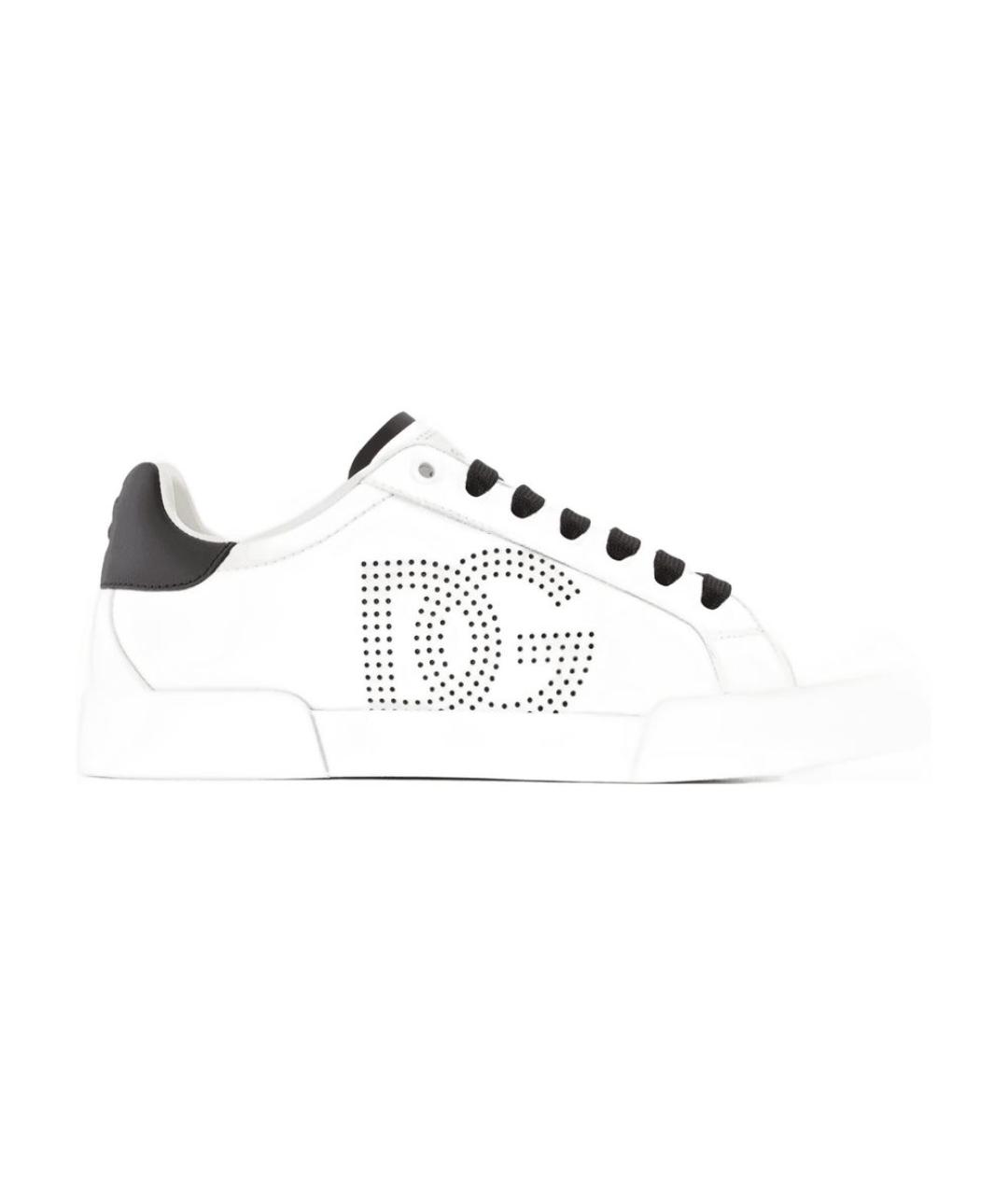 DOLCE&GABBANA Белые кожаные кеды, фото 1
