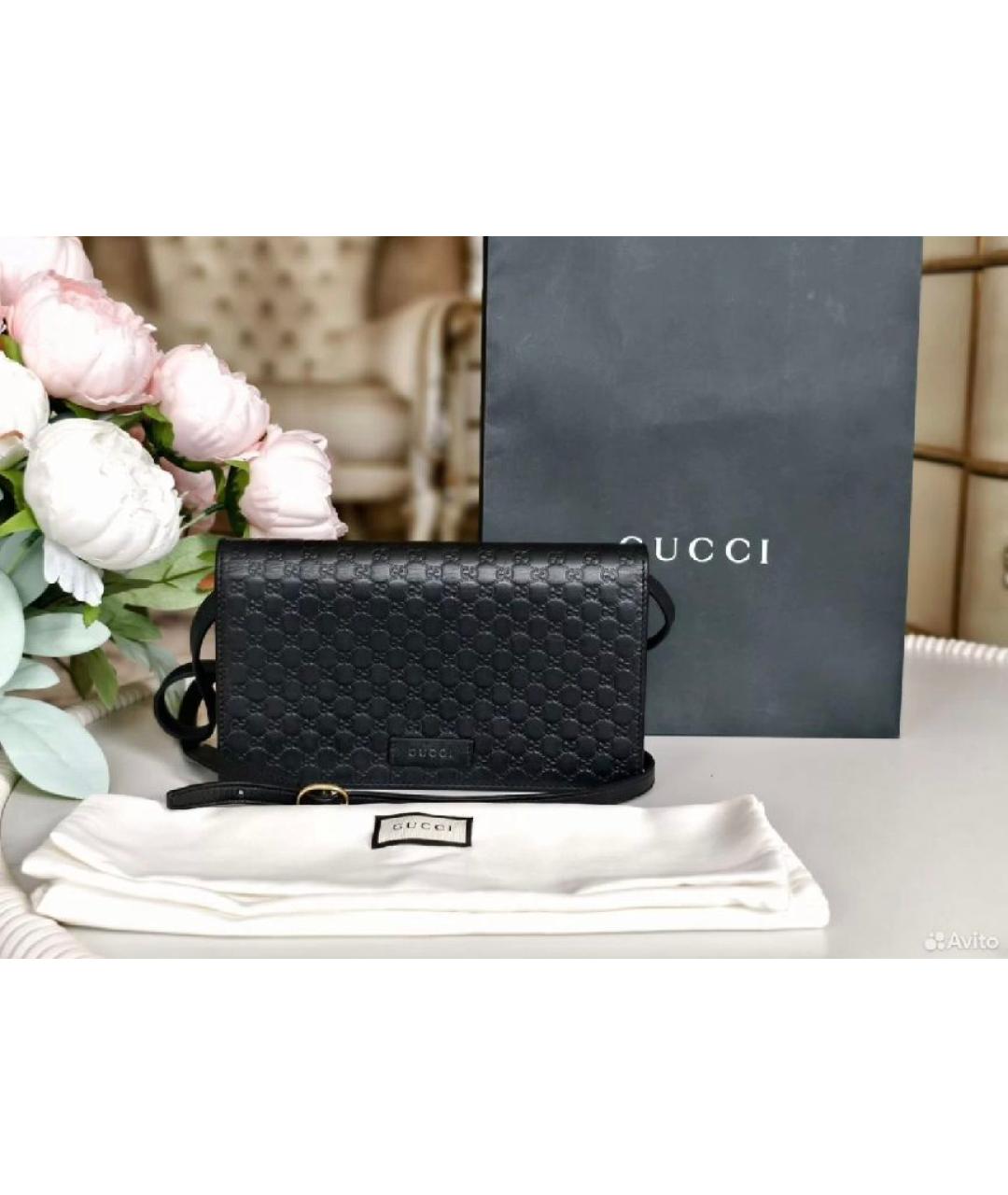 GUCCI Черная кожаная сумка через плечо, фото 4
