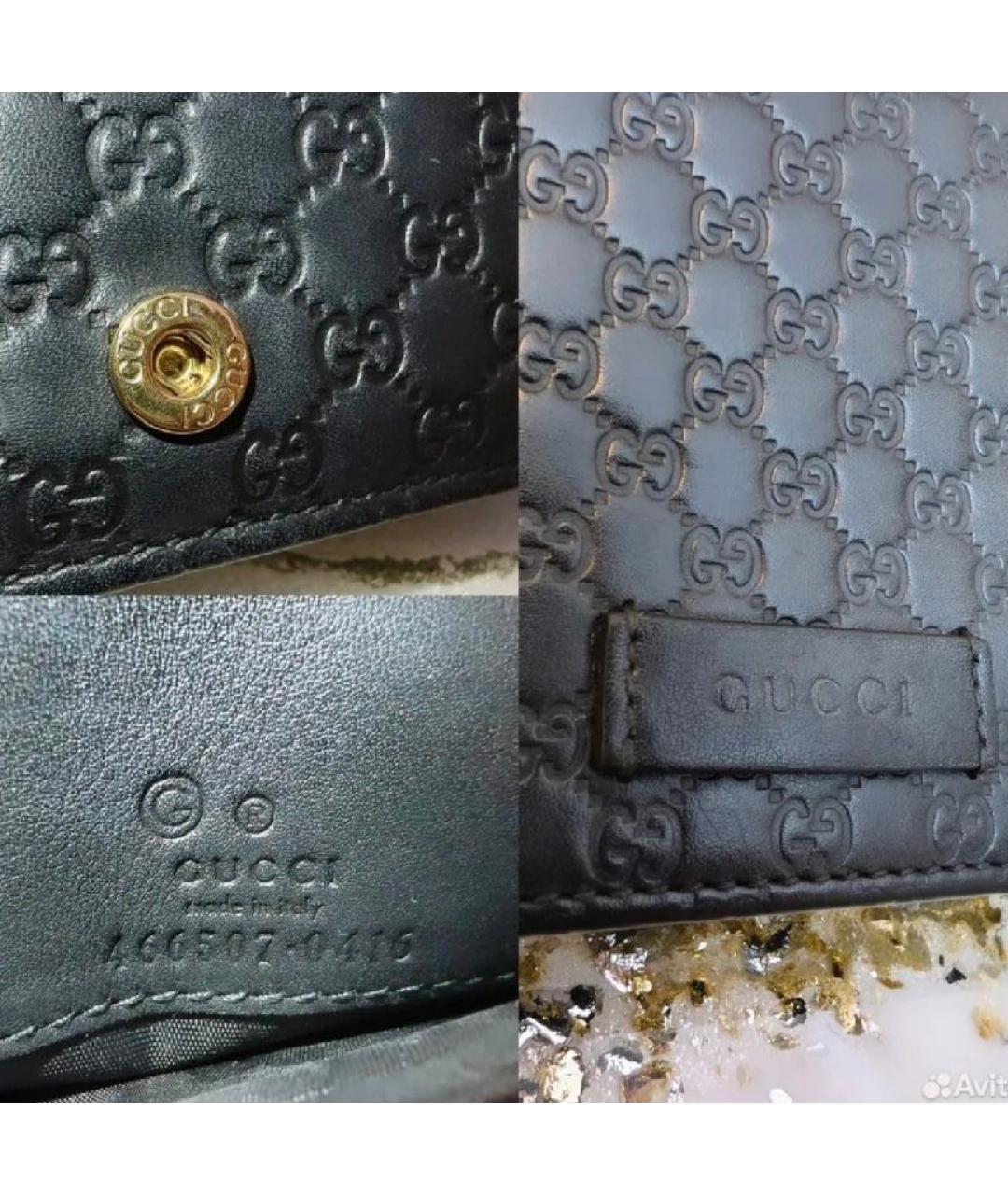 GUCCI Черная кожаная сумка через плечо, фото 6