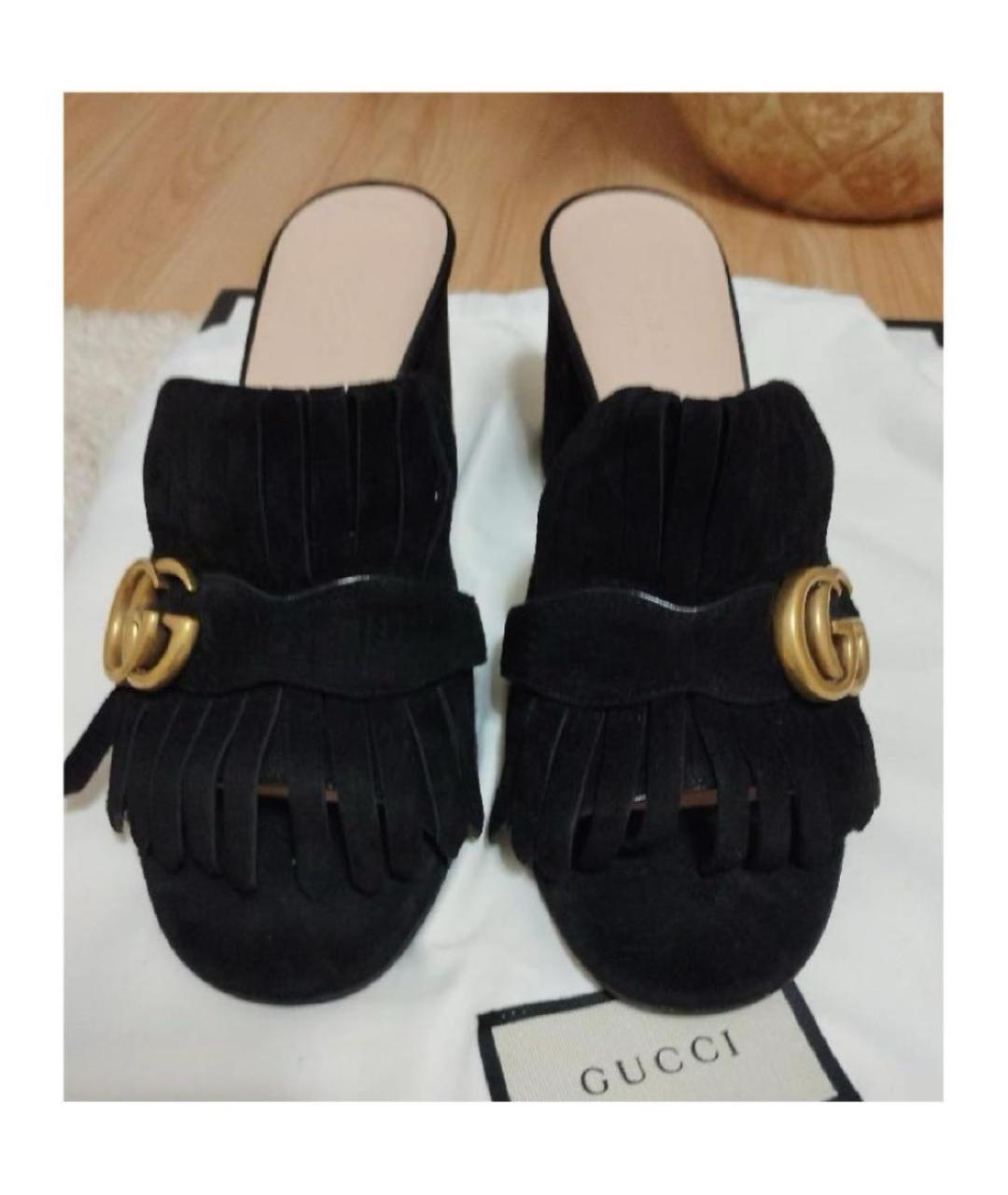 GUCCI Черные замшевые мюли, фото 2