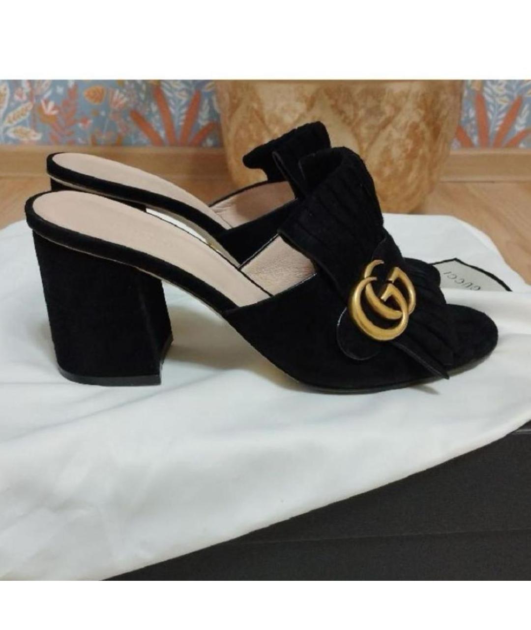 GUCCI Черные замшевые мюли, фото 5