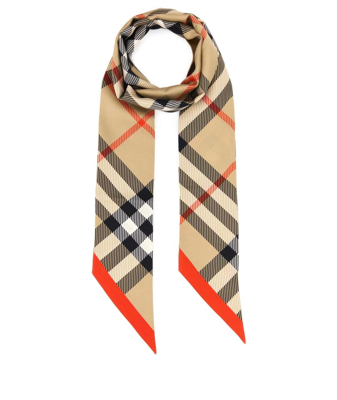 BURBERRY Бежевый шелковый шарф, фото 1