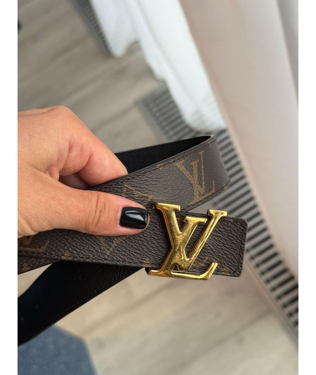 LOUIS VUITTON Черный кожаный ремень, фото 2