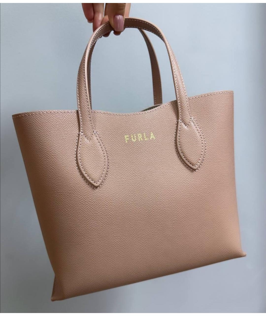 FURLA Бежевая кожаная сумка тоут, фото 3