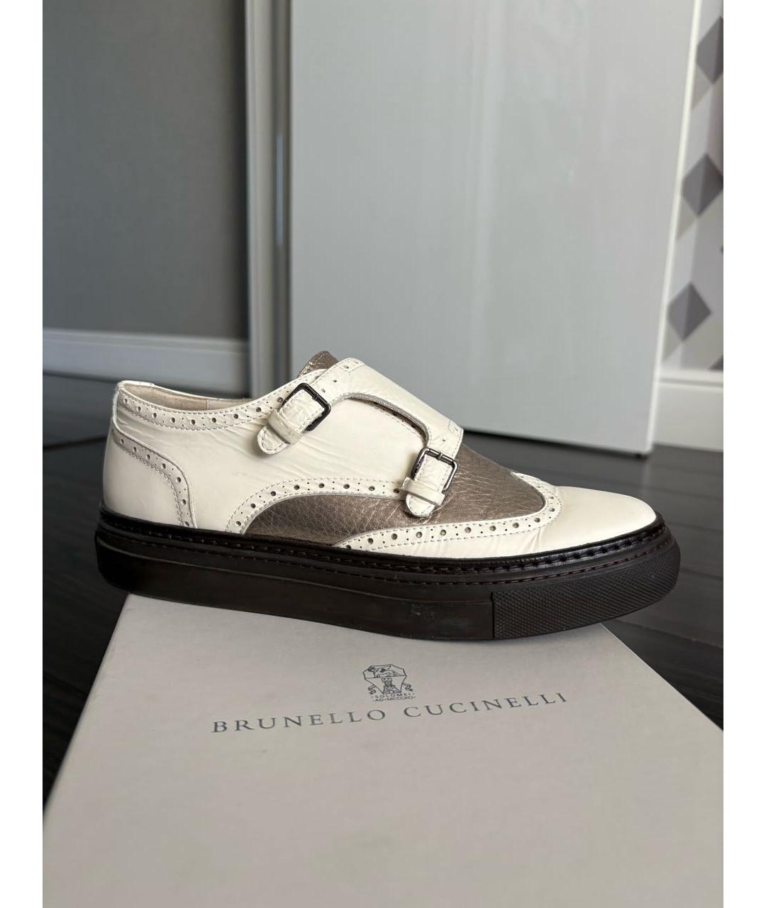 BRUNELLO CUCINELLI Белые кожаные лоферы, фото 7