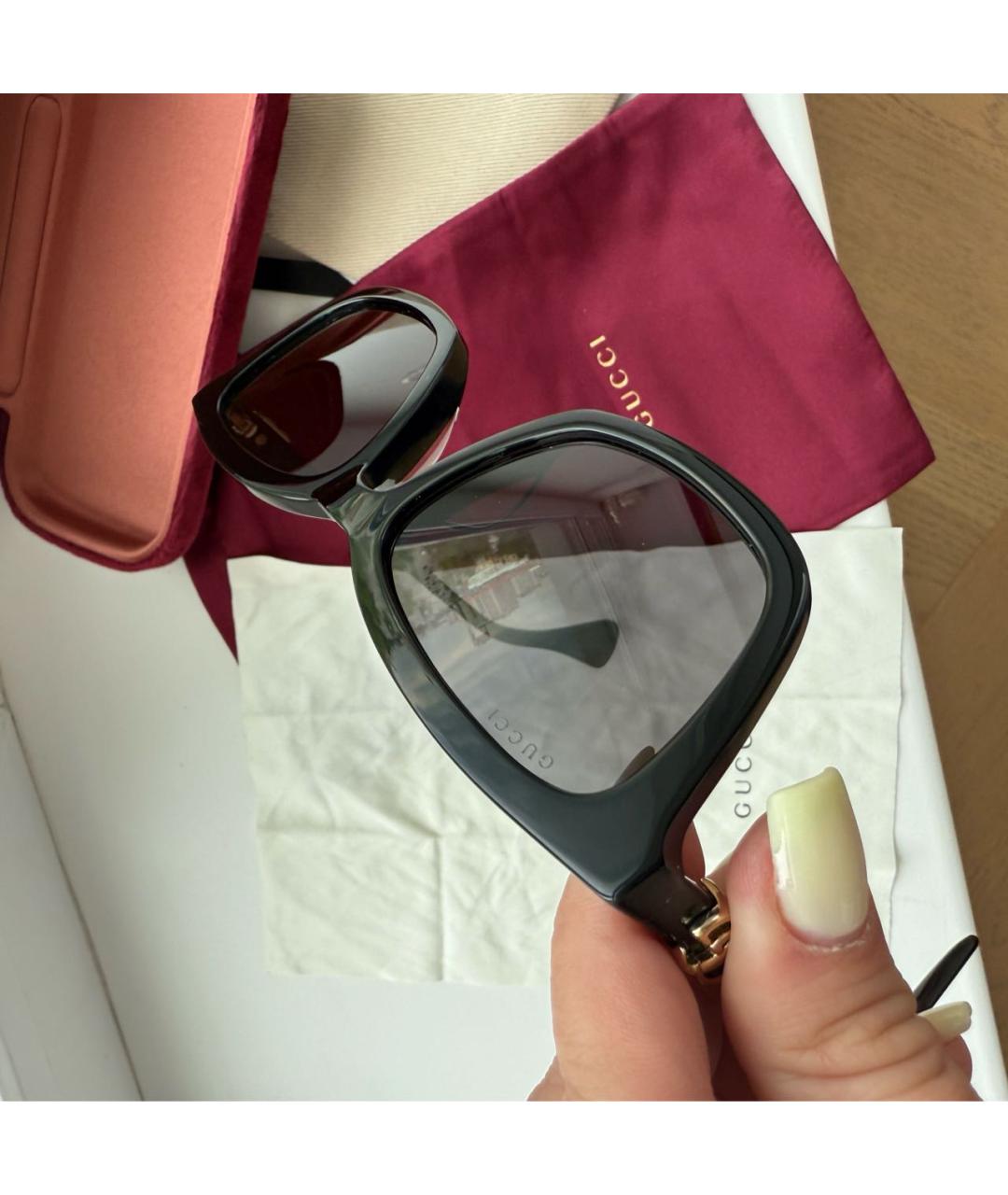 GUCCI Черные пластиковые солнцезащитные очки, фото 5
