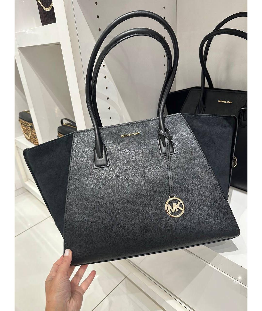 MICHAEL KORS Черная кожаная сумка тоут, фото 4