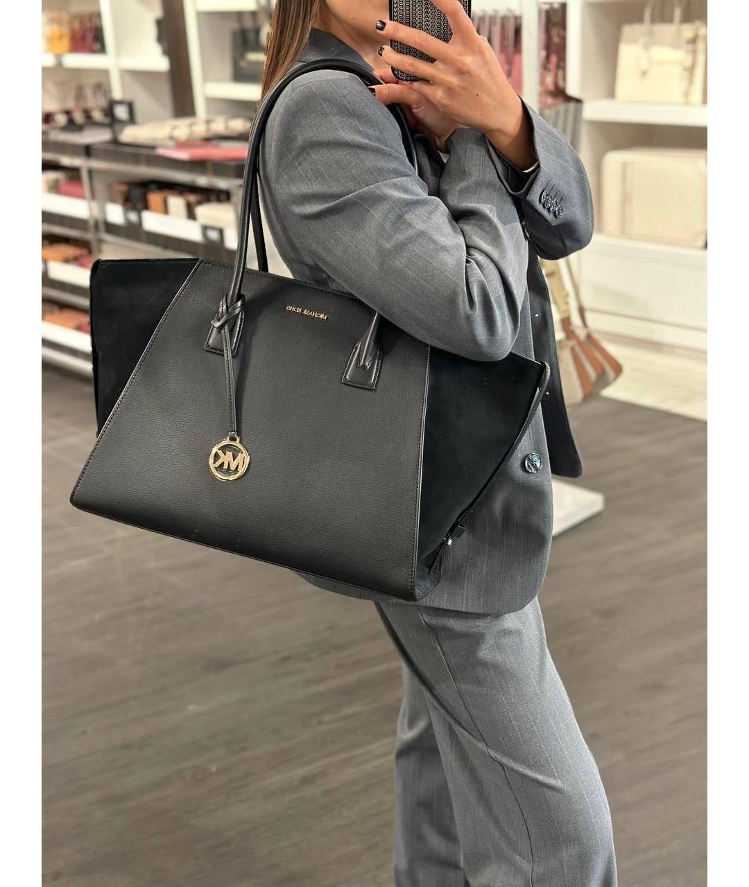 MICHAEL KORS Черная кожаная сумка тоут, фото 5