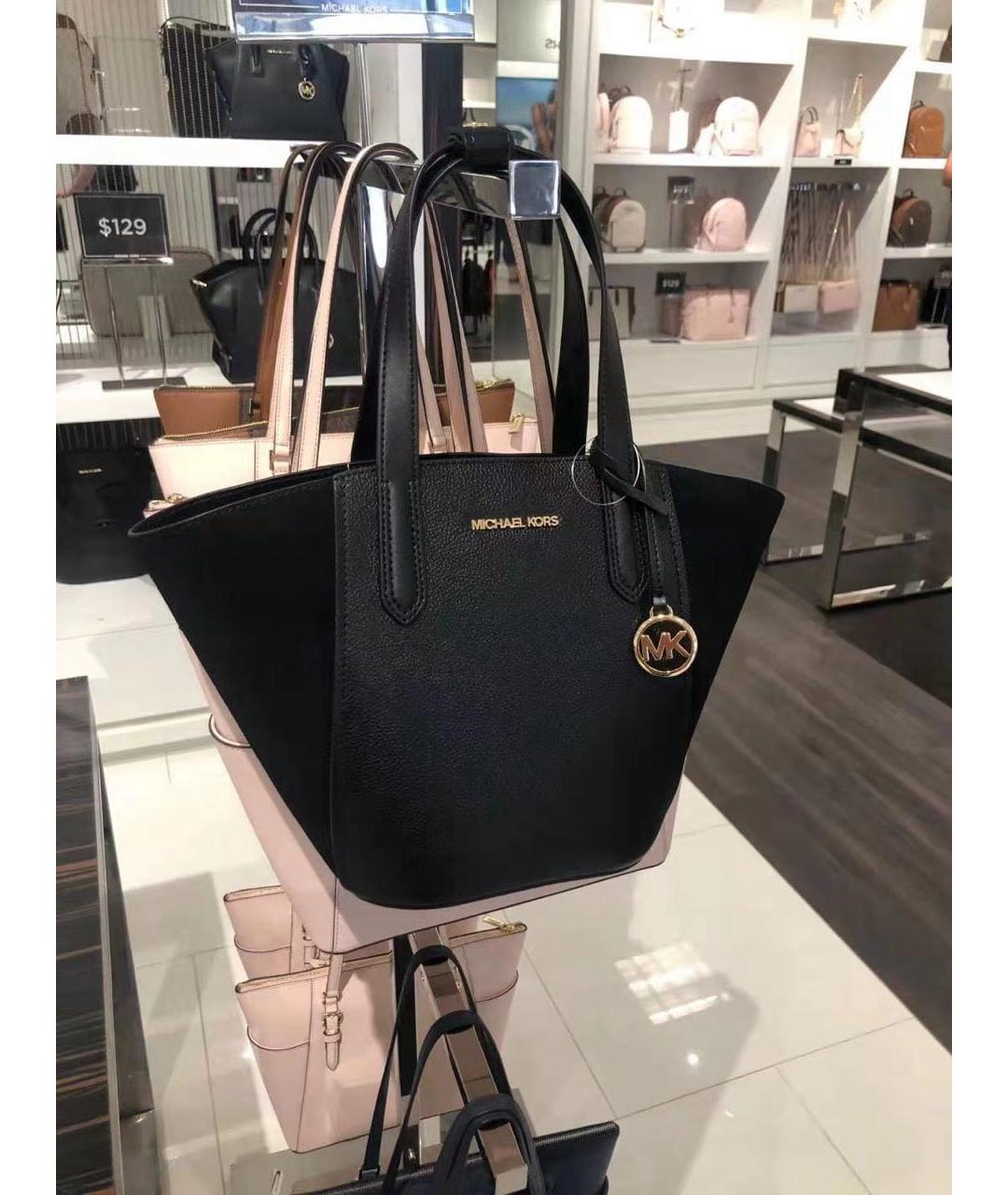 MICHAEL KORS Черная кожаная сумка тоут, фото 3