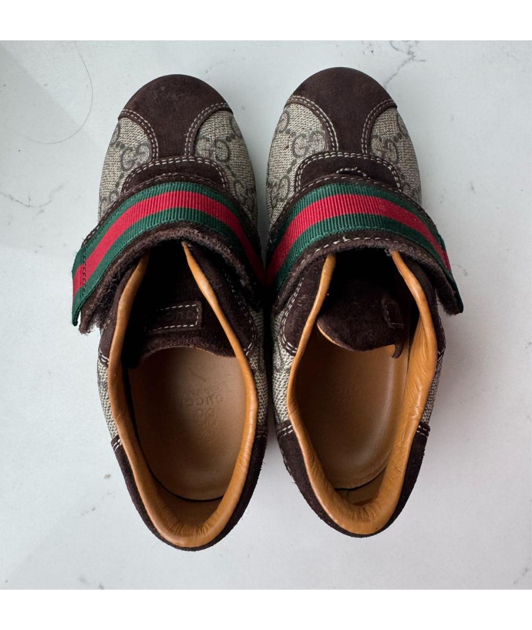 GUCCI Коричневые кожаные кеды, фото 3