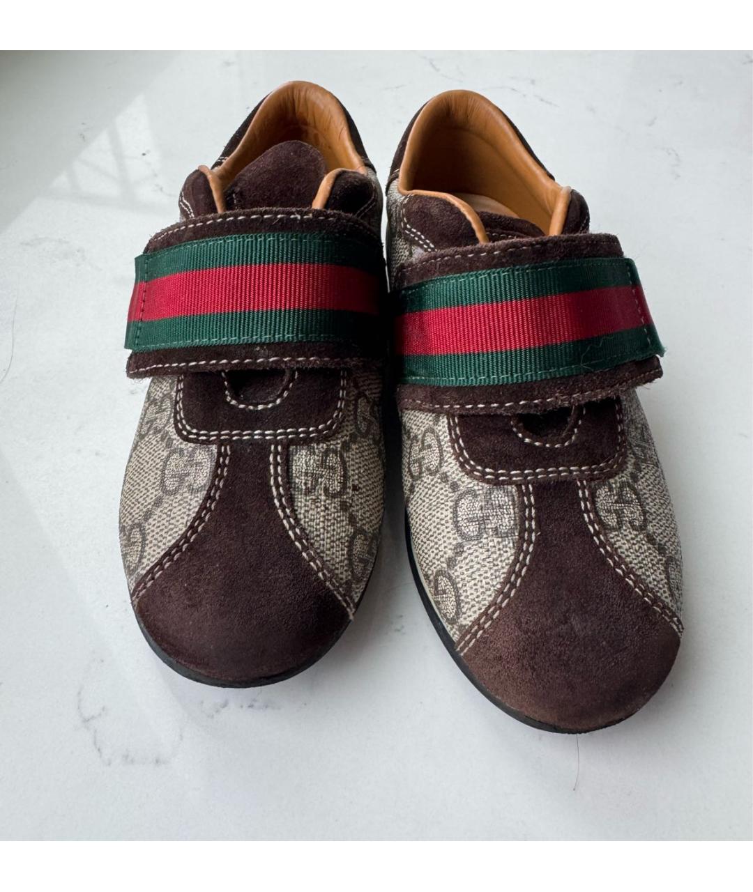 GUCCI Коричневые кожаные кеды, фото 2