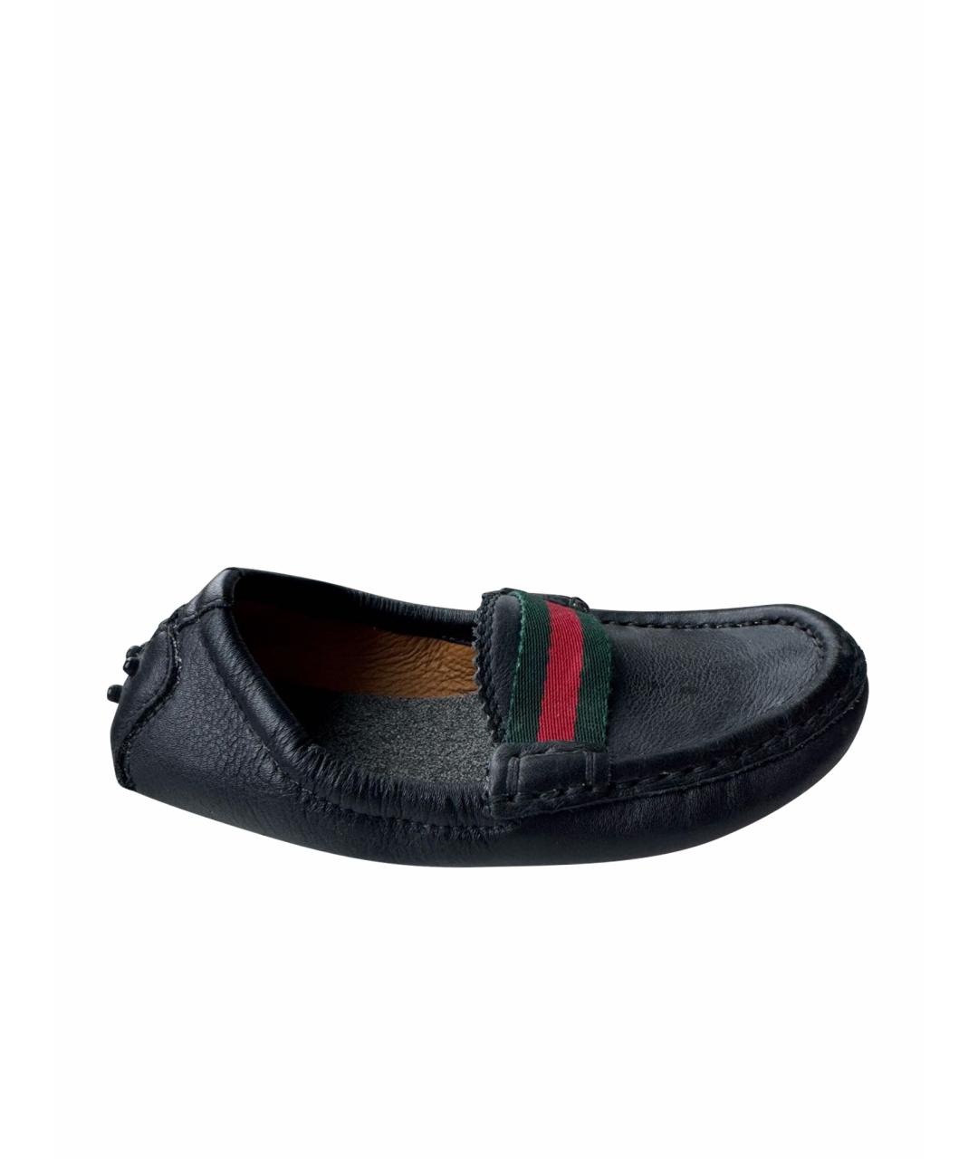 GUCCI Черные кожаные лоферы и мокасины, фото 1
