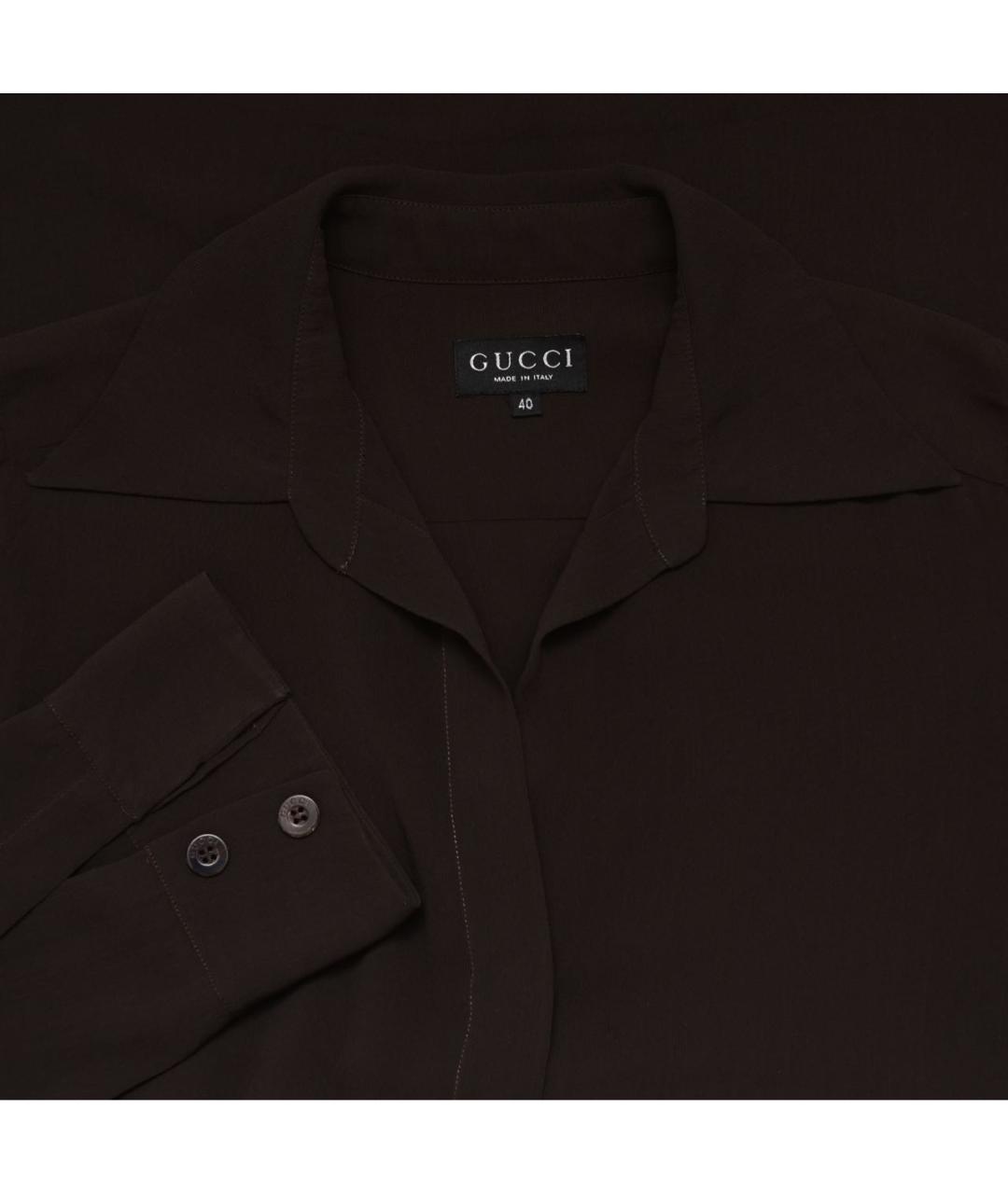 GUCCI Коричневая вискозная блузы, фото 5
