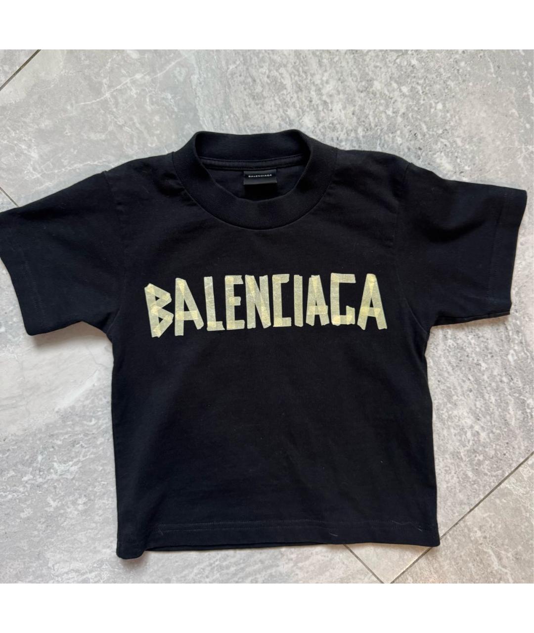 BALENCIAGA Черная хлопковая детская футболка, фото 5