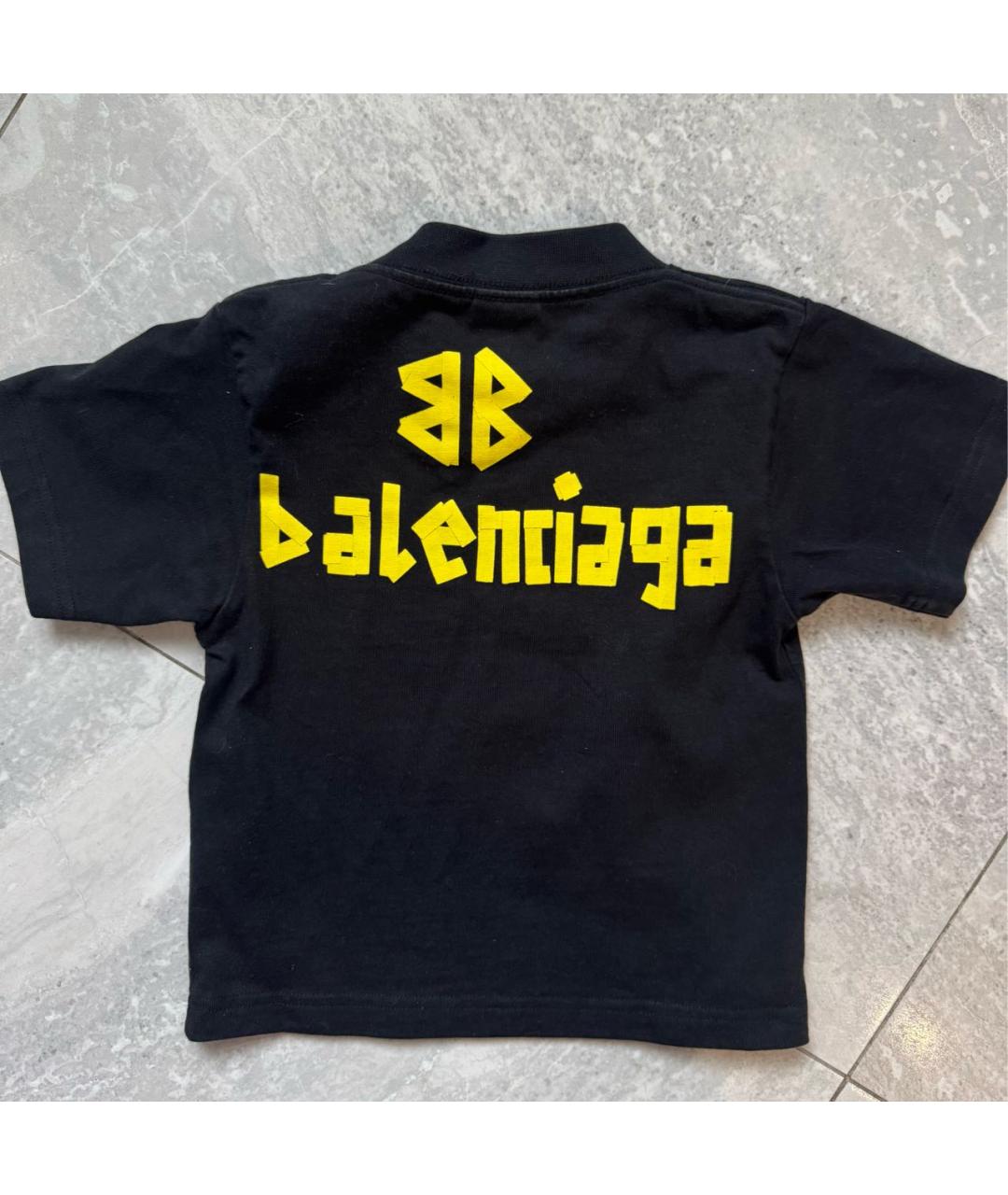 BALENCIAGA Черная хлопковая детская футболка, фото 2