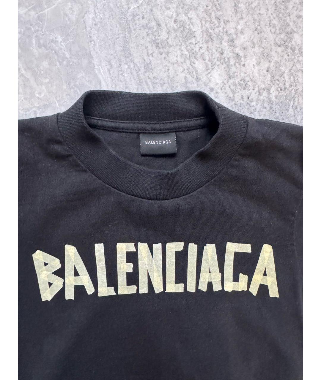BALENCIAGA Черная хлопковая детская футболка, фото 3
