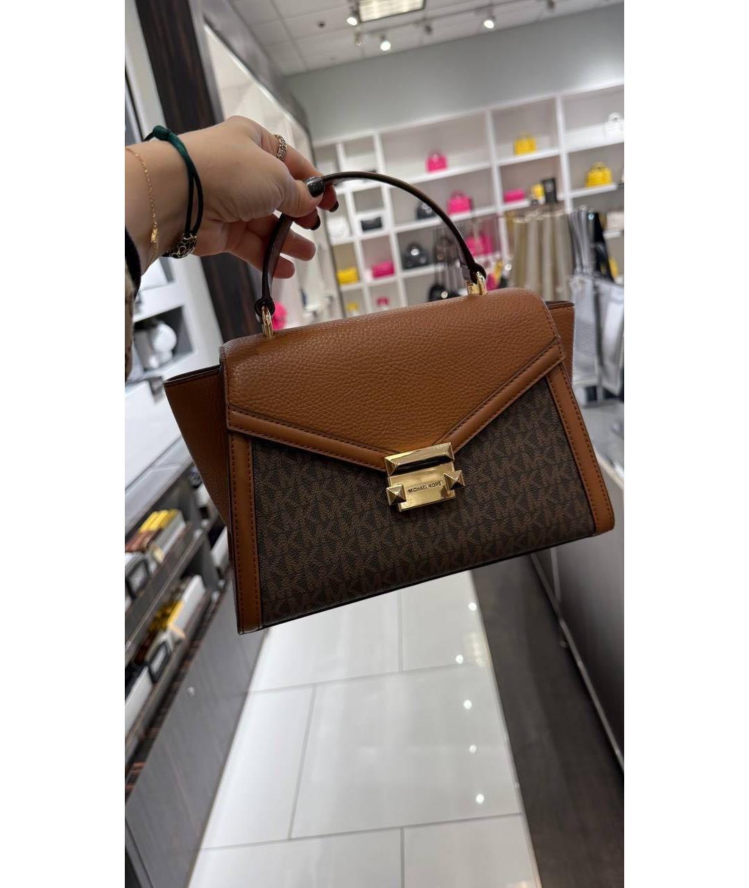 MICHAEL KORS Коричневая кожаная сумка с короткими ручками, фото 4