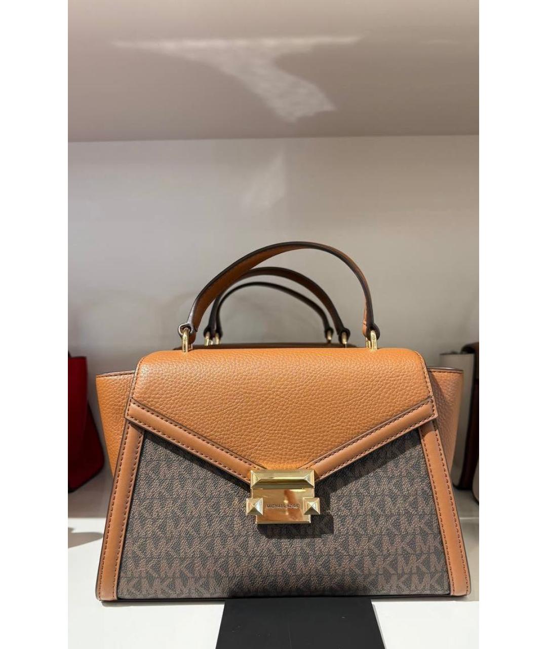 MICHAEL KORS Коричневая кожаная сумка с короткими ручками, фото 5