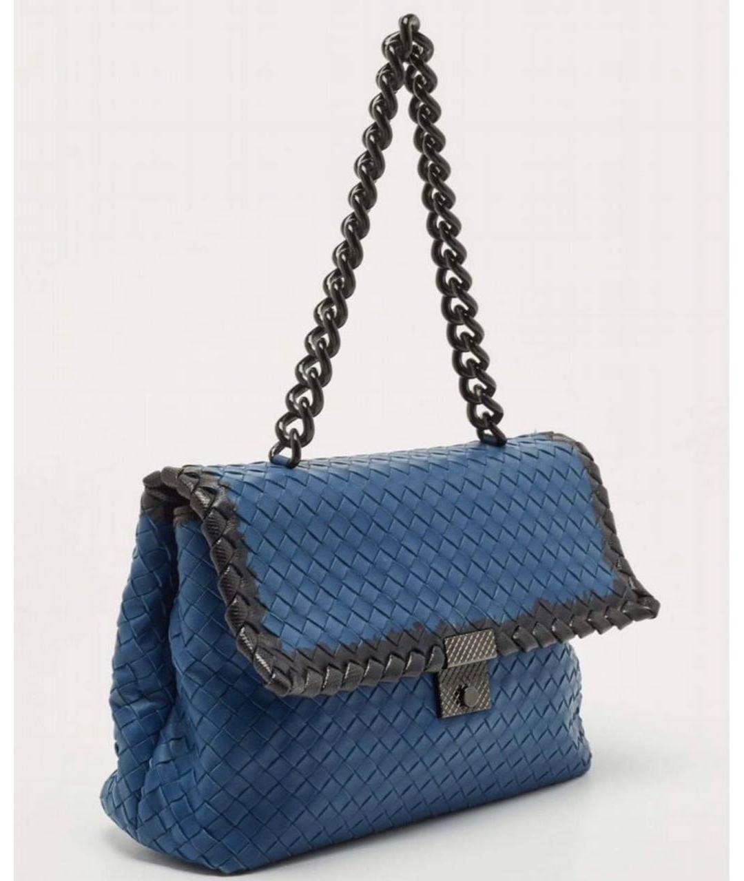 BOTTEGA VENETA Синяя кожаная сумка через плечо, фото 3