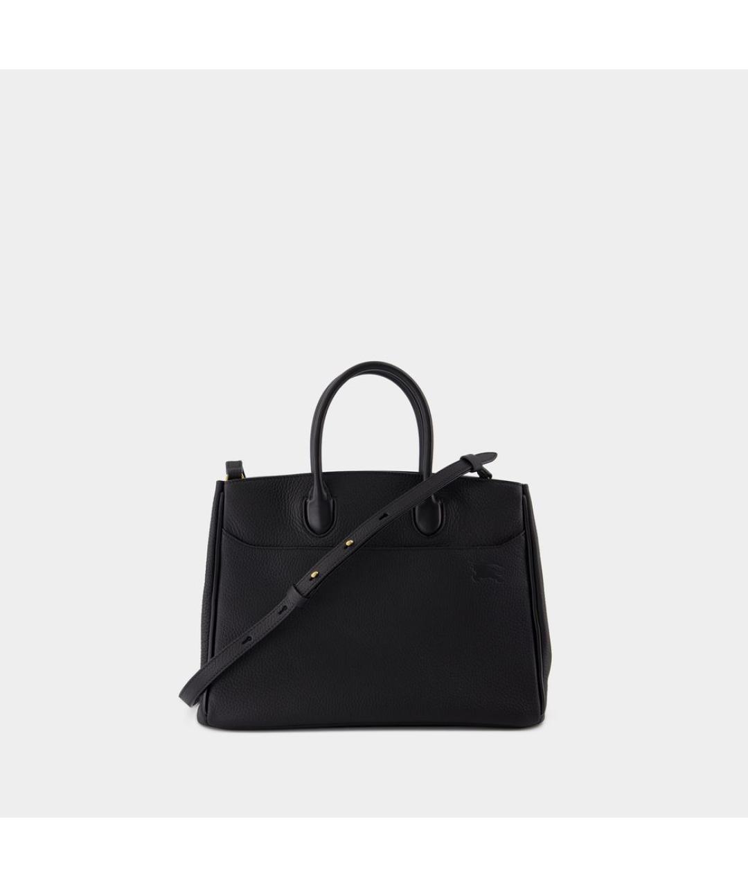 BURBERRY Черная кожаная сумка тоут, фото 3