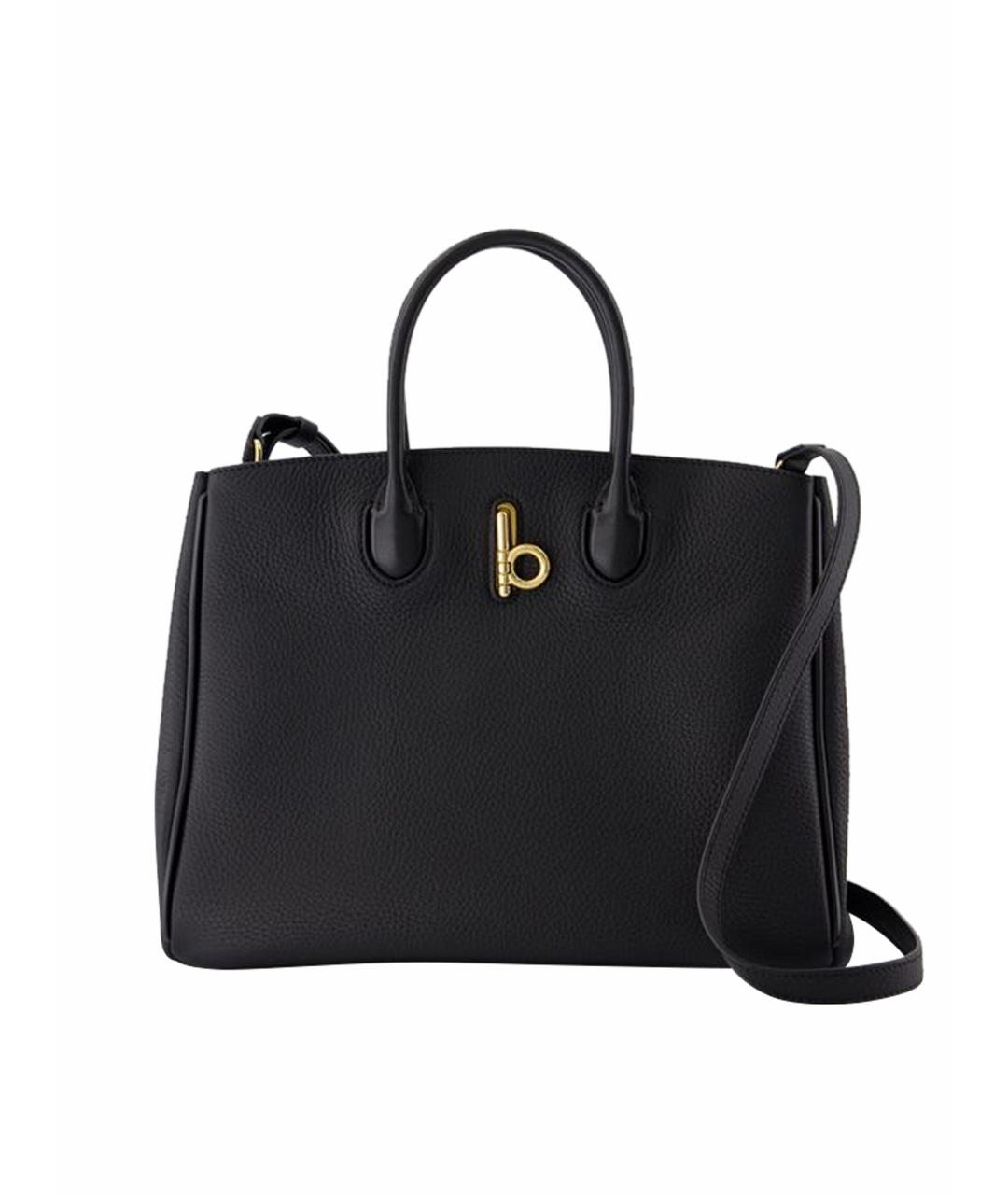 BURBERRY Черная кожаная сумка тоут, фото 5