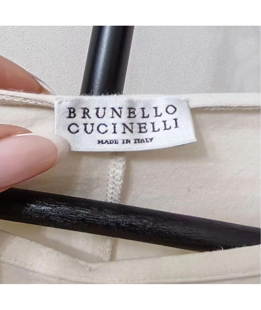 BRUNELLO CUCINELLI Бежевая хлопковая майка, фото 3