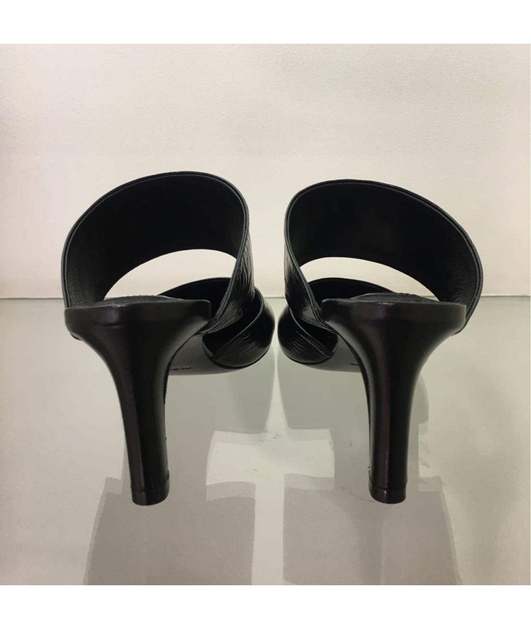 JIL SANDER Черные кожаные сабо, фото 4