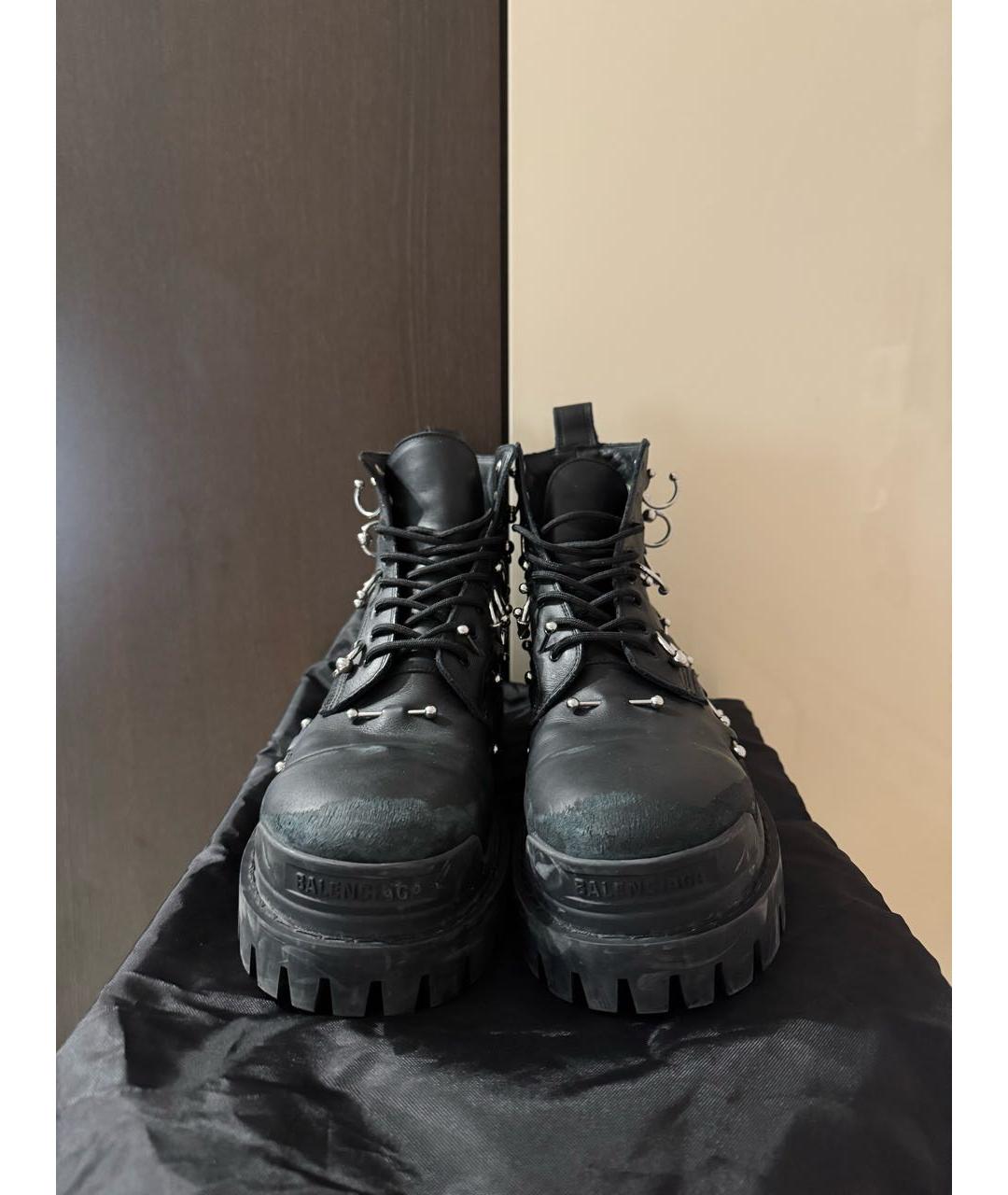 BALENCIAGA Черные кожаные высокие ботинки, фото 2