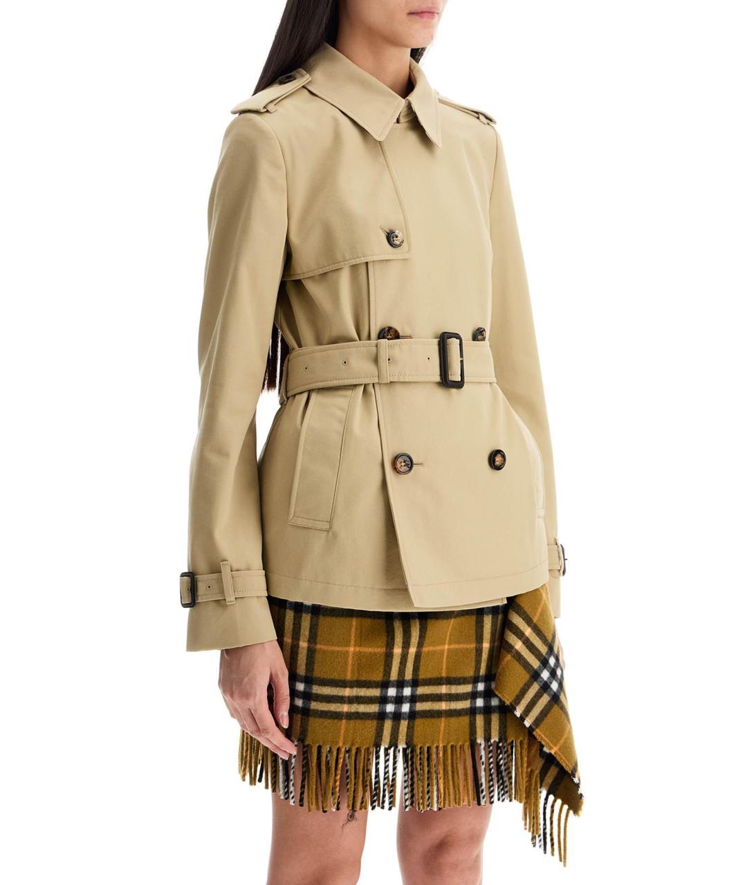 BURBERRY Бежевая полиэстеровая куртка, фото 2