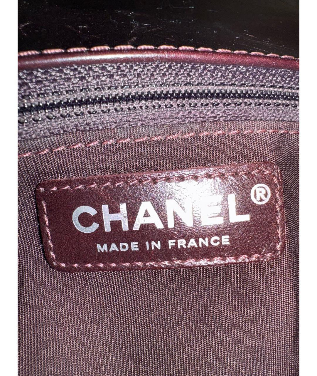 CHANEL Бордовая кожаная сумка с короткими ручками, фото 3