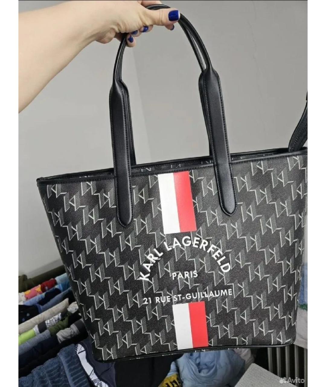 KARL LAGERFELD Серая сумка тоут из искусственной кожи, фото 4