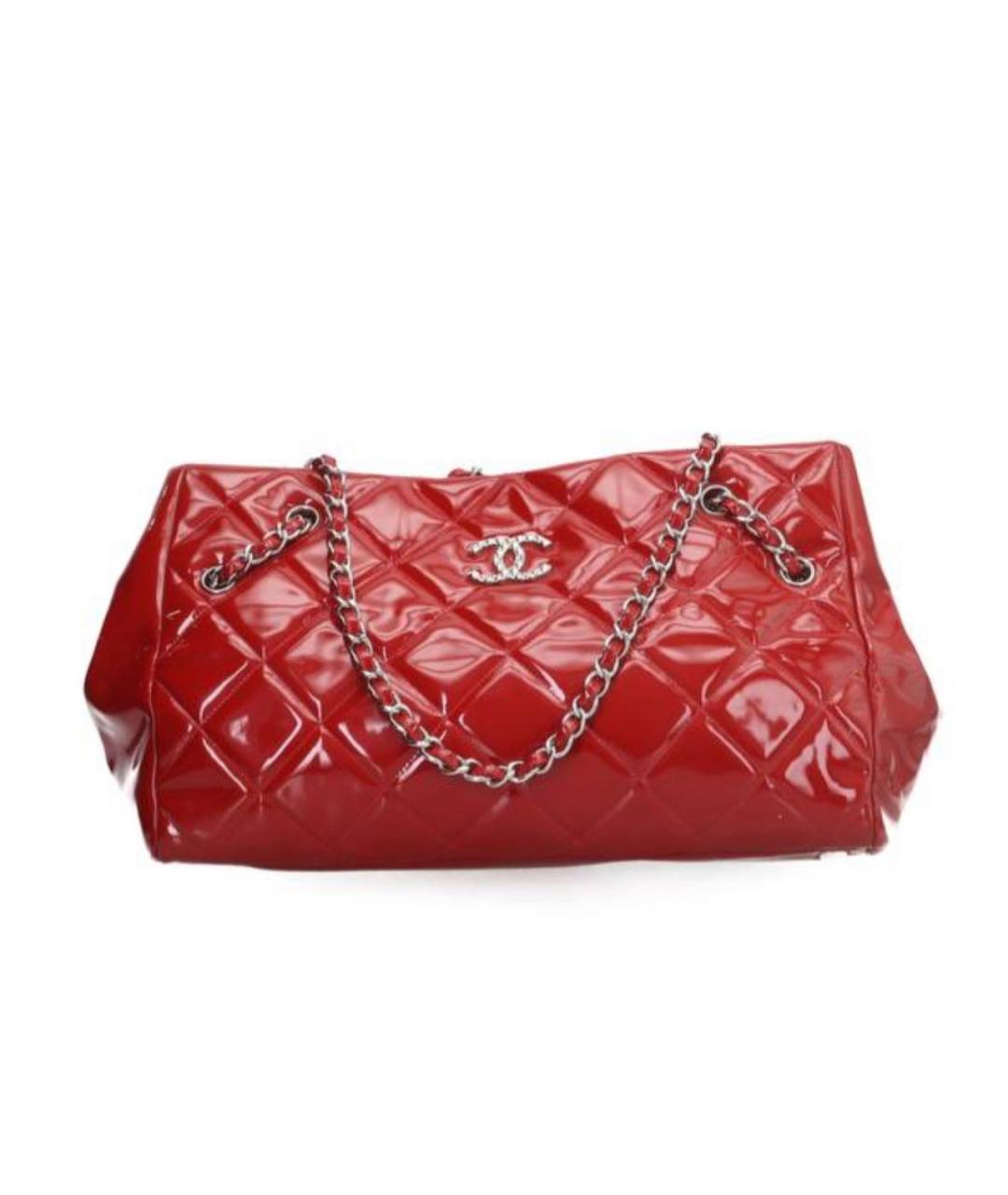 CHANEL Красная сумка тоут из лакированной кожи, фото 7