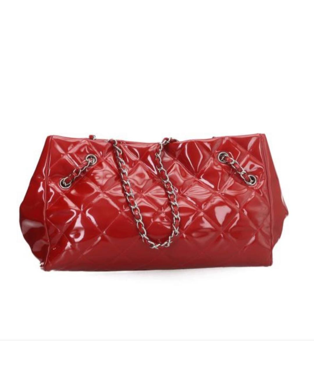 CHANEL Красная сумка тоут из лакированной кожи, фото 4