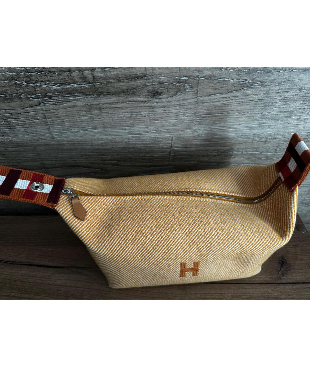 HERMES Оранжевая шерстяная косметичка, фото 3
