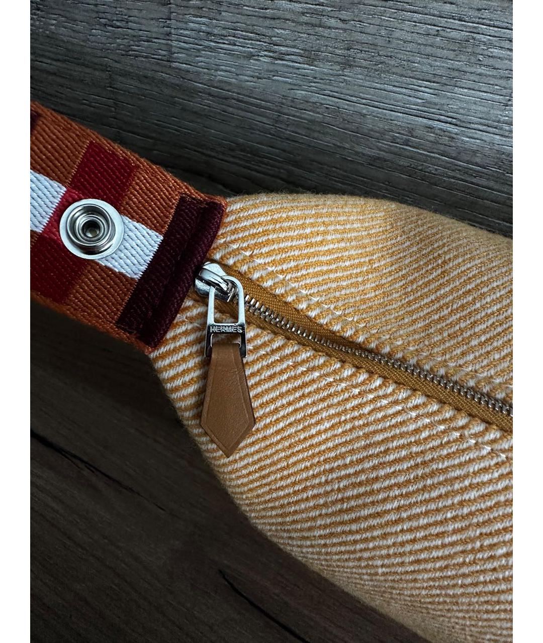 HERMES Оранжевая шерстяная косметичка, фото 6