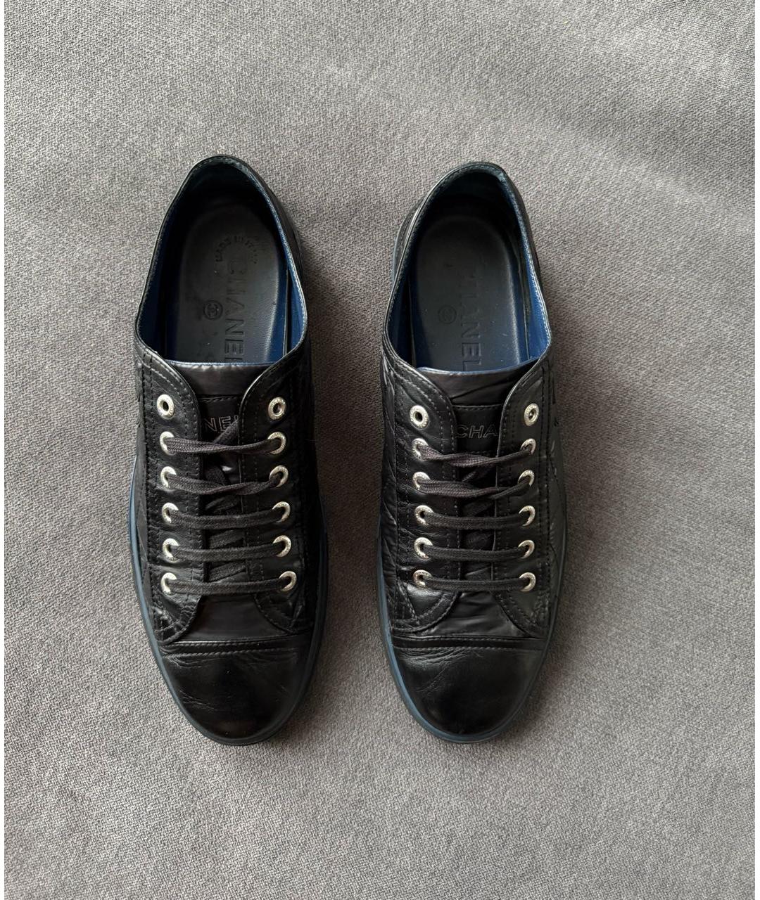 CHANEL Черные кожаные кеды, фото 3