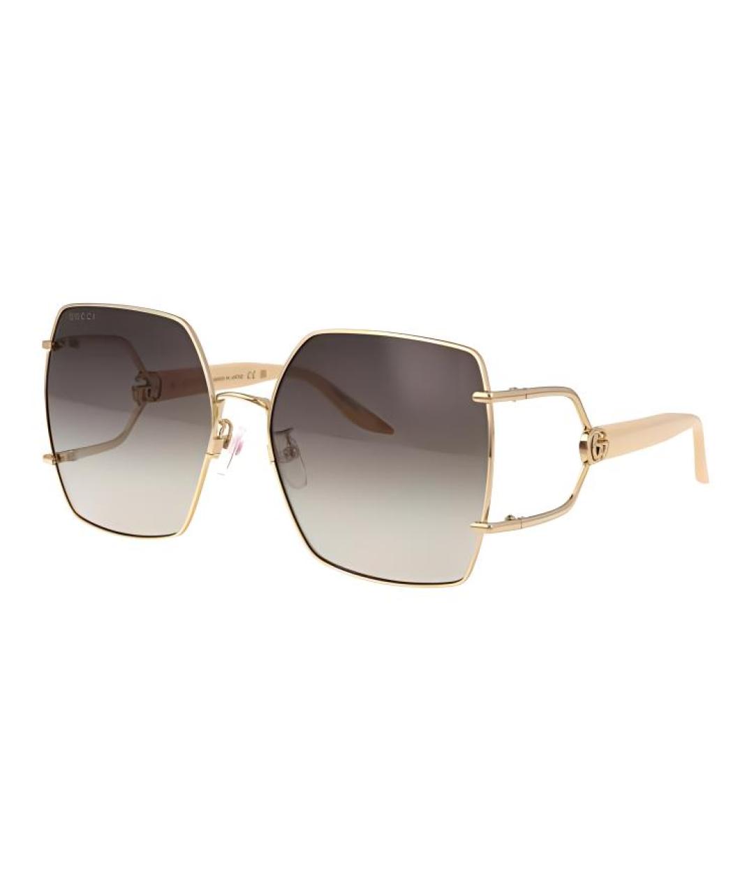 GUCCI Золотые металлические солнцезащитные очки, фото 2